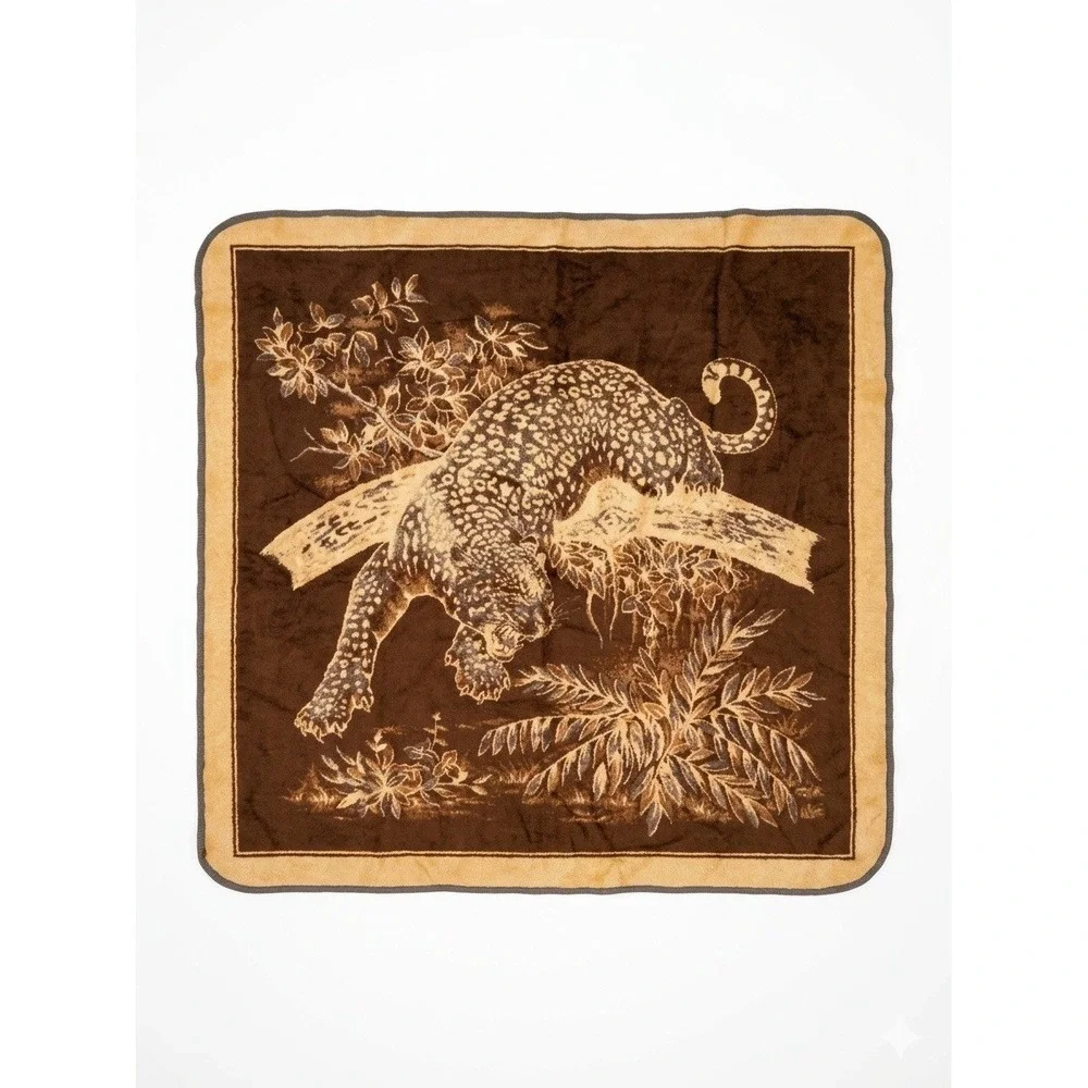 VTG San Marcos 2-Tone Brown Sz77x69 Reversible Blanket Heavyweight BigCat 1970's